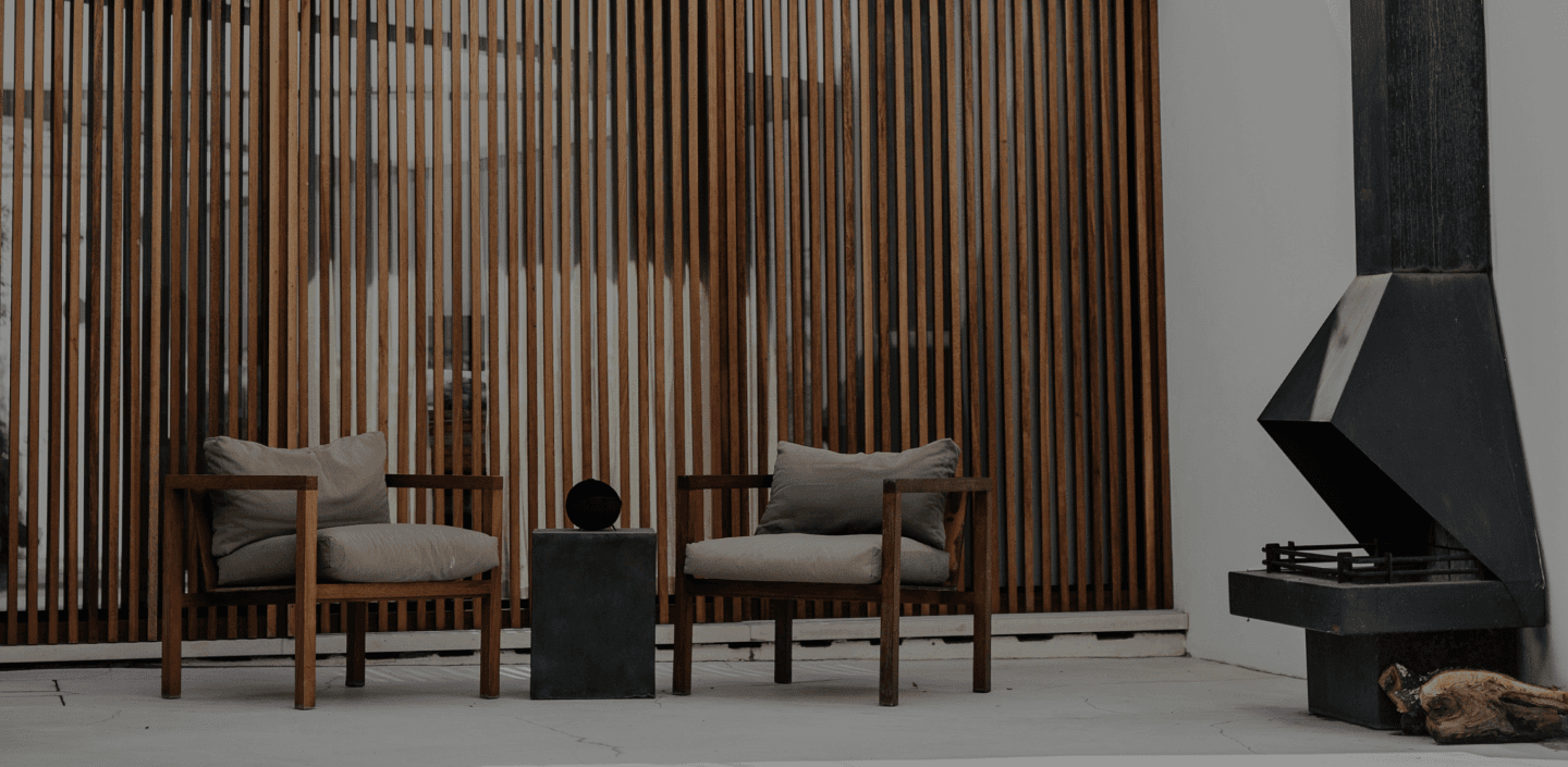 Modern interior with wooden slats